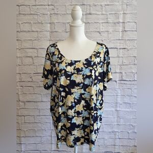 Zac & Rachel Blue Floral Short Sleeve Blouse